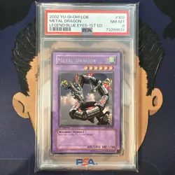 PSA 8 NEAR MINT 2002 YU-GI-Oh! Blue Eyes White Dragon METAL DRAGON #102 1st Ed - Image 2
