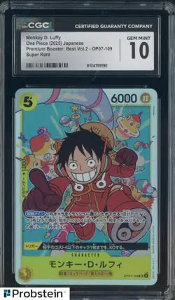 2025 One Piece Japanese OP07 Premium Booster Best #109 Monkey D. Luffy CGC 10 - Image 1