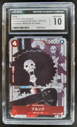 2022 ONE PIECE CCG JAPANESE BROOK MANGA ALT ART OP01-022 CGC 10 PT - Image 1