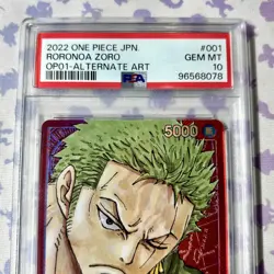 Roronoa Zoro Leader OP01-001 PSA 10 Romance Dawn One Piece Card UK SELLER - Image 2