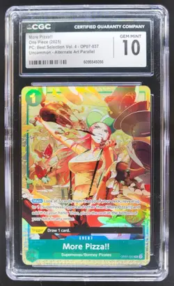 2025 ONE PIECE CCG MORE PIZZA!! ALT ART OP07-037 CGC 10 PT - Image 1