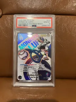 Monkey D. Luffy Dodgers x One Piece 2025 Night Series PSA 10 Gem MT #010 Leader - Image 1