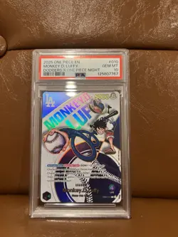 Monkey D. Luffy Dodgers x One Piece 2025 Night Series PSA 10 Gem MT #010 Leader - Image 3