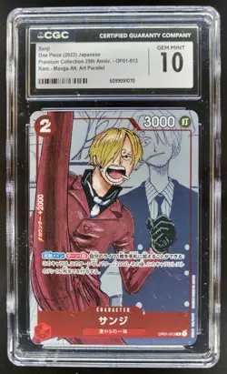 2022 ONE PIECE CCG JAPANESE SANJI MANGA ALTERNATE ART OP01-013 CGC 10 PT - Image 1