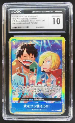 2025 ONE PIECE CCG JAPANESE LET'S CRASH THIS WEDDING!!! OP11-060 RARE CGC 10 PT - Image 1