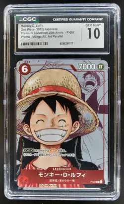 2022 ONE PIECE CCG JAPANESE MONKEY D. LUFFY MANGA ALT ART P-001 CGC 10 PT - Image 1