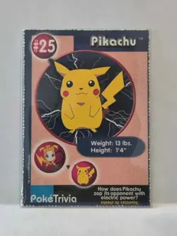 1999 Burger King Poketrivia Card #25 Pikachu - Image 1