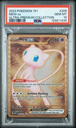 2023 Pokemon Mew ex Full Art 151 UPC Gold Metal Promo Card 205/165 PSA 10 GEM MT - Image 1