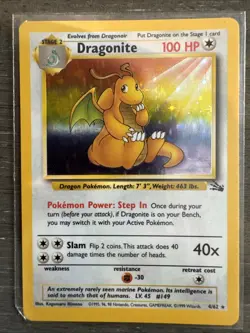 Pokemon Dragonite Fossil Holo Rare Card 4/62 Unlimited - Image 1