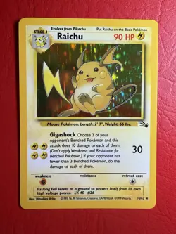 Raichu 14/62 Holo Rare Fossil Set Pokemon Card 1999 WOTC NEAR MINT/MINT - Image 1