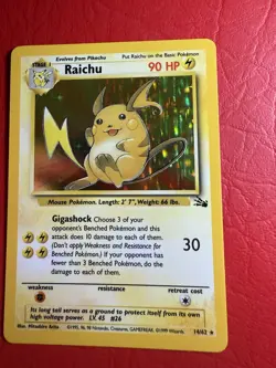 Raichu 14/62 Holo Rare Fossil Set Pokemon Card 1999 WOTC NEAR MINT/MINT - Image 3