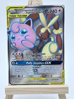 Mega Lopunny & Jigglypuff GX 225/236 Cosmic Eclipse NM Full Art Pokemon Card - Image 1