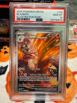 Pokemon TCG Blaziken Illustration Rare Card #192/182 Destined Rivals PSA 10 - Image 1