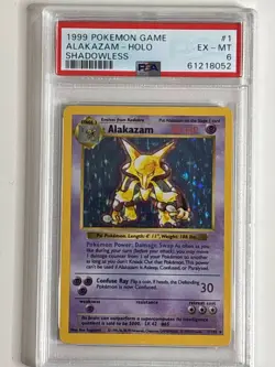 Alakazam - 1/102 - 1999 Holo Rare Base Set Shadowless Pokemon Card PSA 6 - Image 4