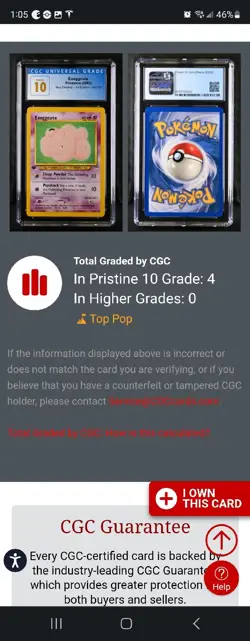 (POP 4) CGC 10 PRISTINE Pokemon 1st Edition Neo Destiny Exeggcute 64/105 Card - Image 4