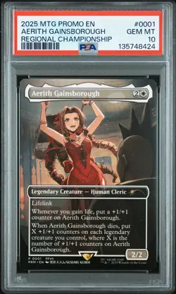 2025 MTG PROMOS REGIONAL CHAMP #0001 AERITH GAINSBOROUGH PSA 10 - Image 1