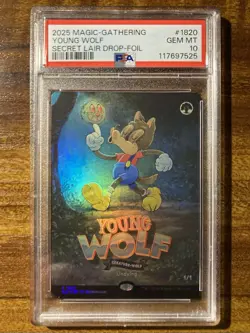 MTG✨YOUNG WOLF Brdless/Full Art 🌈 FOIL✨SLD - Twisted Toons PSA 10 RARE POP 3 ! - Image 1