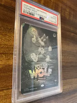 MTG✨YOUNG WOLF Full Art BLACK & WHITE 🌈 FOIL✨SLD Twisted Toons PSA 10 POP 1 ! - Image 3