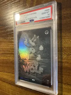 MTG✨YOUNG WOLF Full Art BLACK & WHITE 🌈 FOIL✨SLD Twisted Toons PSA 10 POP 1 ! - Image 4