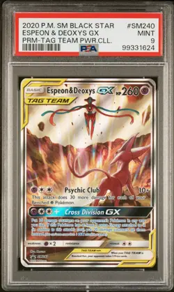 PSA 9 MINT Espeon & Deoxys Gx 2020 Pokemon Sm Black Star Promo #SM240 Pokemon - Image 1