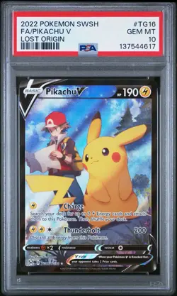 Pokemon Pikachu V Lost Origin Trainer Gallery Full Art #TG16 PSA 10 Gem Mint - Image 1
