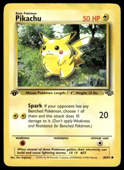 Pokemon TCG Pokemon Jungle #60/64 Pikachu (Writing on Back) MP - Image 1