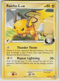 Pokemon TCG Raichu GL Rare Rising Rivals 31/111 - Image 1