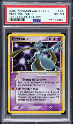 2006 Pokemon Ex Holon Phantoms #103 Mewtwo Gold Star NM-MT PSA 8 - Image 1