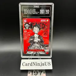TAG GEM MINT 10 (987) Monkey D. Luffy SR Promo #ST21-014 One Piece Card Japanese - Image 1