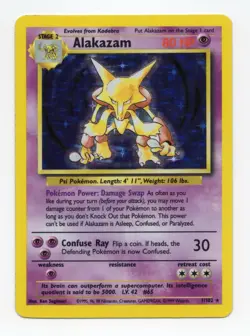 Pokemon TCG Alakazam Base Set Holo Card 1/102 Unlimited NM- - Image 1
