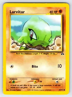 Larvitar 57/75 Neo Revelation Pokemon Card Yuka Morii Vintage WOTC Common Lp/Mp - Image 1