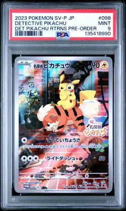 2023 POKEMON JPN SV-P PROMO #098 DETECTIVE PIKACHU PSA 9 - Image 1