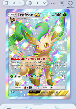 Pokemon TCG POCKET - Leafeon EX Shiny 2⭐, Wisdom of Sea and Sky, English - Image 3