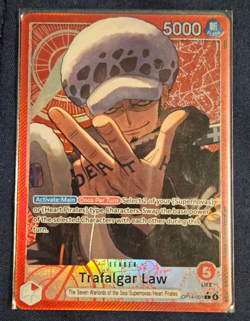 One Piece TCG OP14-001 Azure Sea's Seven Trafalgar Law Alternate Art Leader Red - Image 1