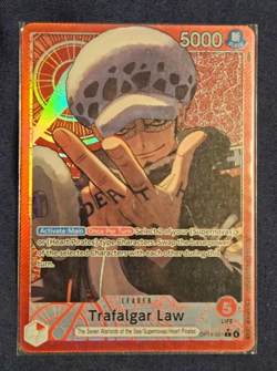 One Piece TCG OP14-001 Azure Sea's Seven Trafalgar Law Alternate Art Leader Red - Image 2