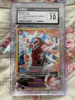 CGC Gem Mint 10 Monkey D. Luffy EB02-061 Secret Rare One Piece - Image 1