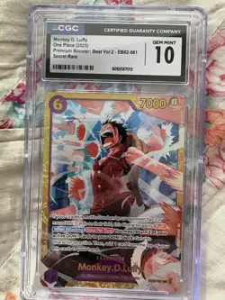 CGC Gem Mint 10 Monkey D. Luffy EB02-061 Secret Rare One Piece - Image 5