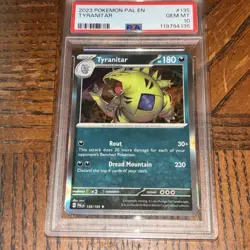Pokemon TCG Tyranitar Holo Rare Card 135/193 Paldea Evolved PSA 10 - Image 1