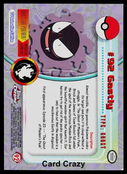 Gastly #92 - Topps Chrome Series 2 Pokemon Card Played - Image 2