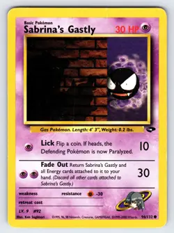 Sabrina's Gastly 96/132 2000 Gym Challenge Pokemon Card Vintage WOTC Common - Mp - Image 1