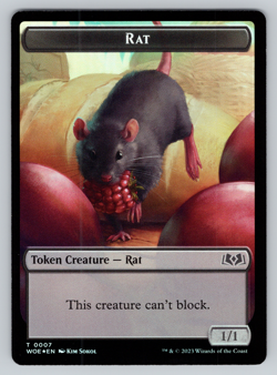 Rat | Food 10 - FOIL - Double Sided Token - Wilds of Eldraine MTG - Image 1