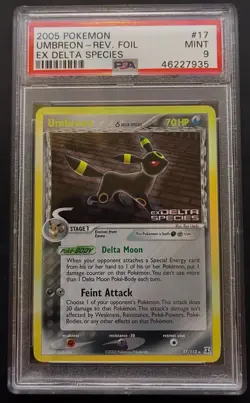 2005 Pokemon Umbreon Delta Species 17/113 EX Reverse Holo PSA 9 - Image 1