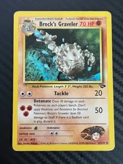 Pokemon TCG Brock's Graveler Gym Challenge Unlimited Uncommon 34/132 HP - Image 1