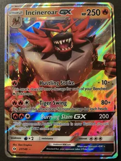 Incineroar GX 27/149 Pokemon Sun & Moon Base Set 2017 Holo MP/WHITENING - Image 1