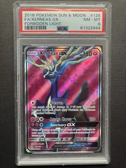 2018 Pokemon Forbidden Light Xerneas GX 126/131 PSA 8 NM-Mint - Image 1