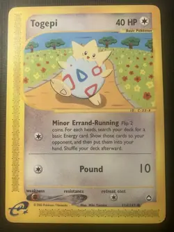 Togepi 114/147 Pokemon Aquapolis 2002 Regular Vintage LP - Image 1