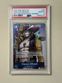 PSA 10 Dracule Mihawk P-081 Pre-Release Winner Promo One Piece Card English - Image 1