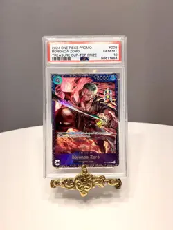 2024 ONE PIECE PROMO TREASURE CUP - TOP PRIZE #008 RORONOA ZORO PSA 10 - Image 1