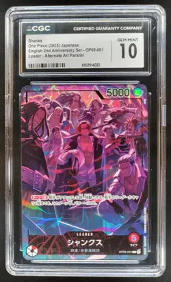 2025 ONE PIECE CCG JAPANESE SHANKS LEADER ALTERNATE ART OP09-001 CGC 10 PT - Image 1