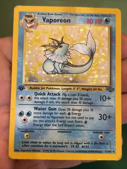 #2 1st Edition Vaporeon 12/64 Jungle 1999 Holo Rare WOTC Pokemon Card TCG - Image 1